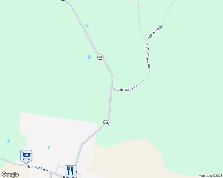 map of restaurants, bars, coffee shops, grocery stores, and more near 2-30 Dutch Hollow Road in Beaver