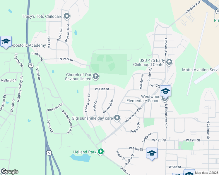 map of restaurants, bars, coffee shops, grocery stores, and more near 1708 West 17th Street in Junction City
