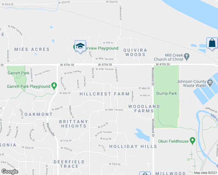 map of restaurants, bars, coffee shops, grocery stores, and more near 4810 Marion Street in Shawnee