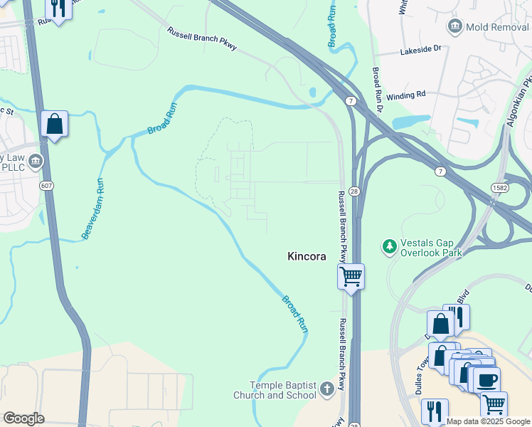 map of restaurants, bars, coffee shops, grocery stores, and more near Temple Bar Drive in Kincora