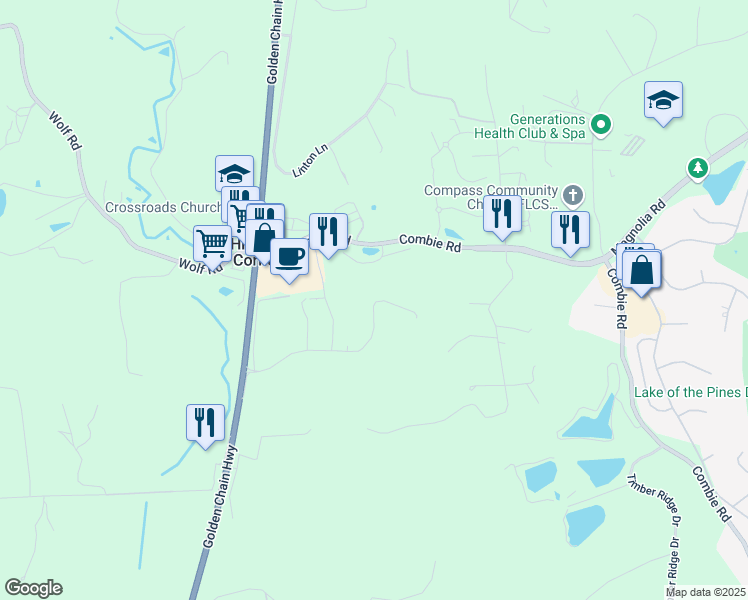 map of restaurants, bars, coffee shops, grocery stores, and more near 10356 Woodridge Drive in Auburn