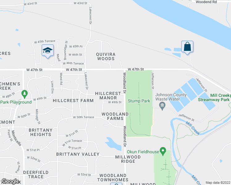map of restaurants, bars, coffee shops, grocery stores, and more near 20802 West 48th Street in Shawnee