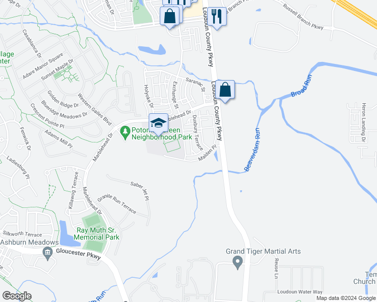 map of restaurants, bars, coffee shops, grocery stores, and more near 20792 Exchange Street in Ashburn