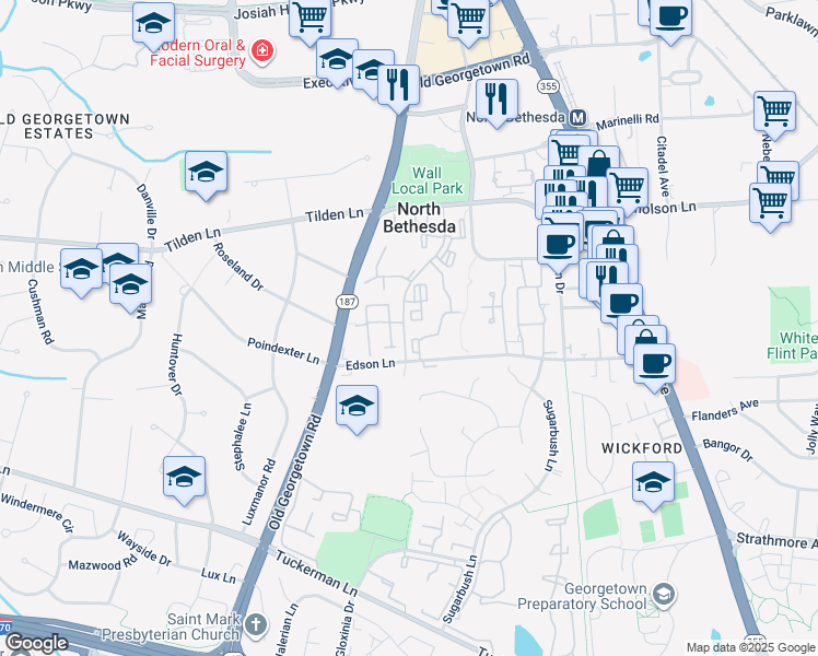 map of restaurants, bars, coffee shops, grocery stores, and more near 11401 Commonwealth Drive in Rockville