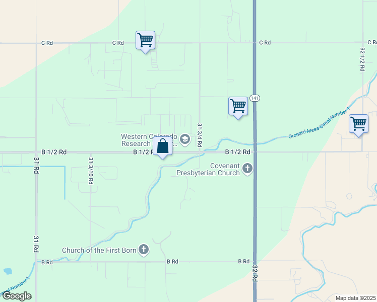 map of restaurants, bars, coffee shops, grocery stores, and more near 3168 B 1/2 Road in Grand Junction