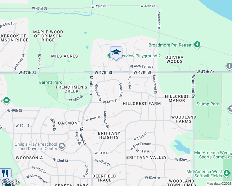 map of restaurants, bars, coffee shops, grocery stores, and more near 4739 Noble Street in Shawnee