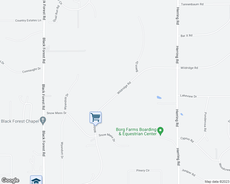 map of restaurants, bars, coffee shops, grocery stores, and more near 7320 Wildridge Road in Colorado Springs