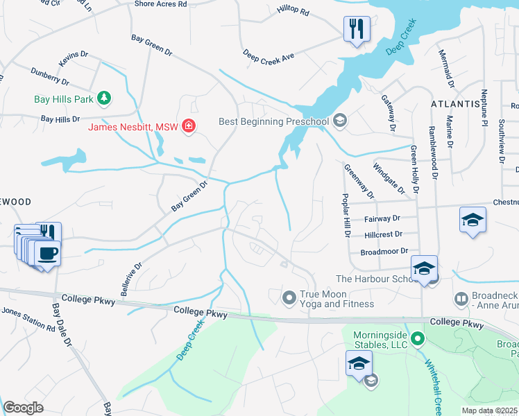 map of restaurants, bars, coffee shops, grocery stores, and more near 1206 Tribal Court in Arnold