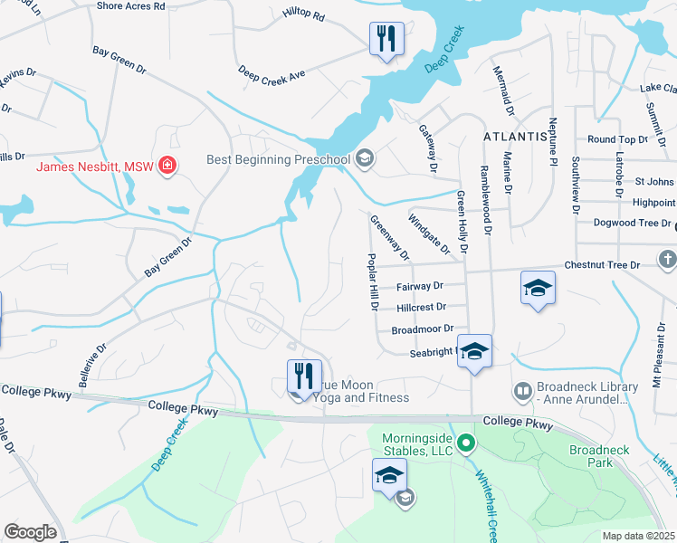 map of restaurants, bars, coffee shops, grocery stores, and more near 558 Deep Creek View in Annapolis