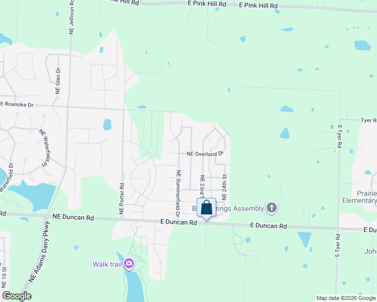 map of restaurants, bars, coffee shops, grocery stores, and more near 2303 Northeast Maybrook Drive in Blue Springs