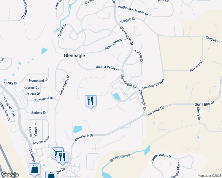map of restaurants, bars, coffee shops, grocery stores, and more near 306 Mission Hill Way in Colorado Springs
