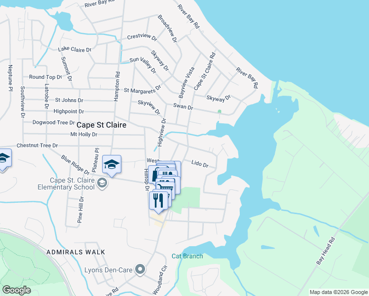 map of restaurants, bars, coffee shops, grocery stores, and more near in Annapolis