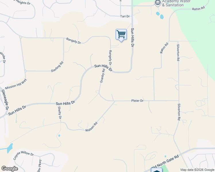 map of restaurants, bars, coffee shops, grocery stores, and more near 14475 Granby Road in Colorado Springs