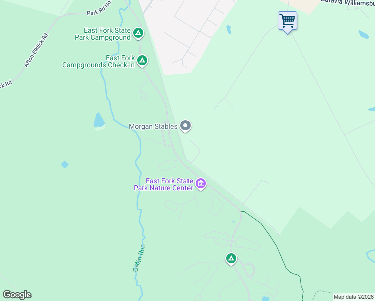 map of restaurants, bars, coffee shops, grocery stores, and more near 3872 Cain Run Road in Batavia