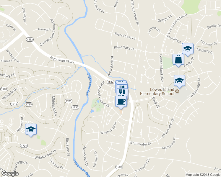 map of restaurants, bars, coffee shops, grocery stores, and more near 47379 Darkhollow Falls Terrace in Sterling