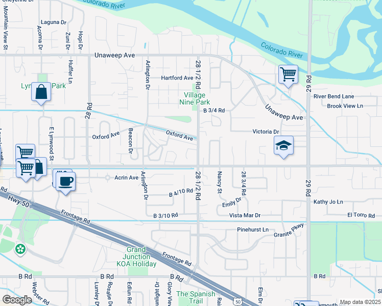 map of restaurants, bars, coffee shops, grocery stores, and more near 2849 Morningside Court in Grand Junction
