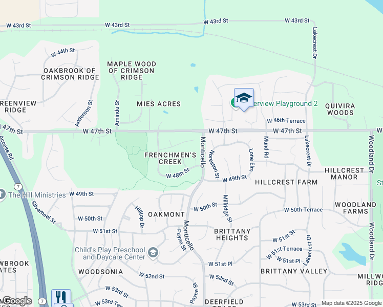 map of restaurants, bars, coffee shops, grocery stores, and more near 4734 Payne Street in Shawnee