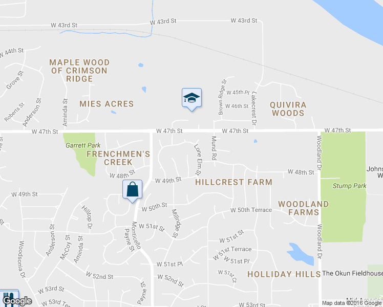 map of restaurants, bars, coffee shops, grocery stores, and more near 4739 Noble Street in Shawnee