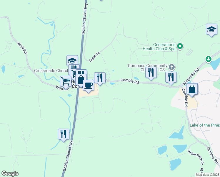 map of restaurants, bars, coffee shops, grocery stores, and more near 10251 Combie Road in Auburn