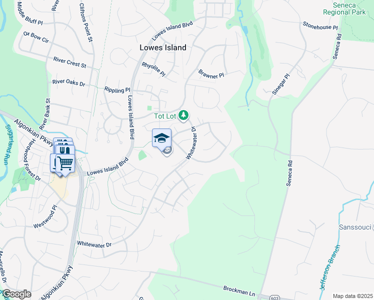 map of restaurants, bars, coffee shops, grocery stores, and more near 20718 Riptide Square in Sterling