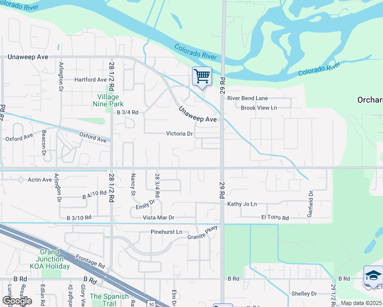map of restaurants, bars, coffee shops, grocery stores, and more near 2888 B 1/2 Road in Grand Junction