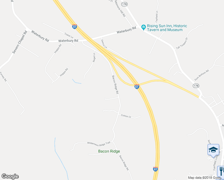 map of restaurants, bars, coffee shops, grocery stores, and more near 1156 Bacon Ridge Road in Crownsville