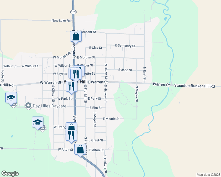 map of restaurants, bars, coffee shops, grocery stores, and more near 603 Hooker Street in Bunker Hill