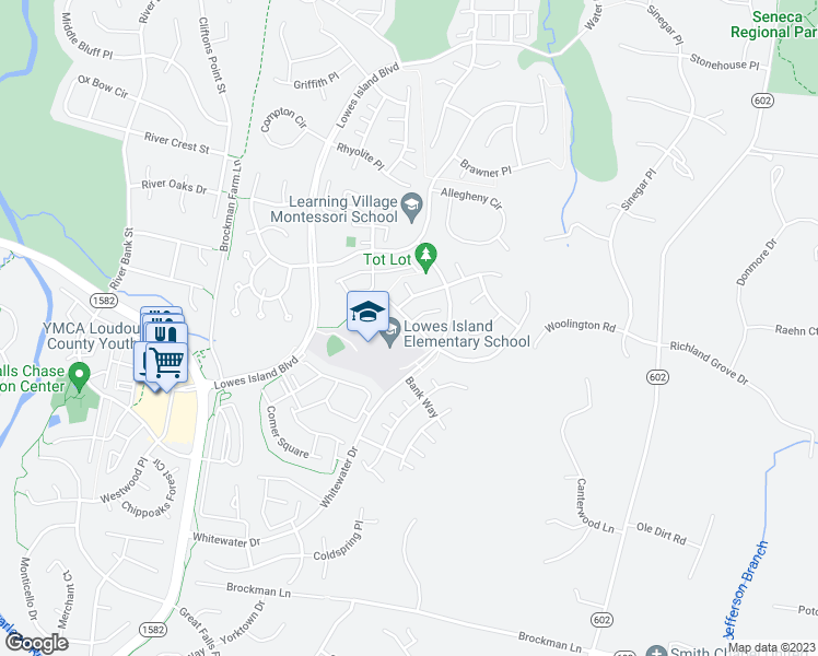 map of restaurants, bars, coffee shops, grocery stores, and more near 20701 Riptide Square in Sterling