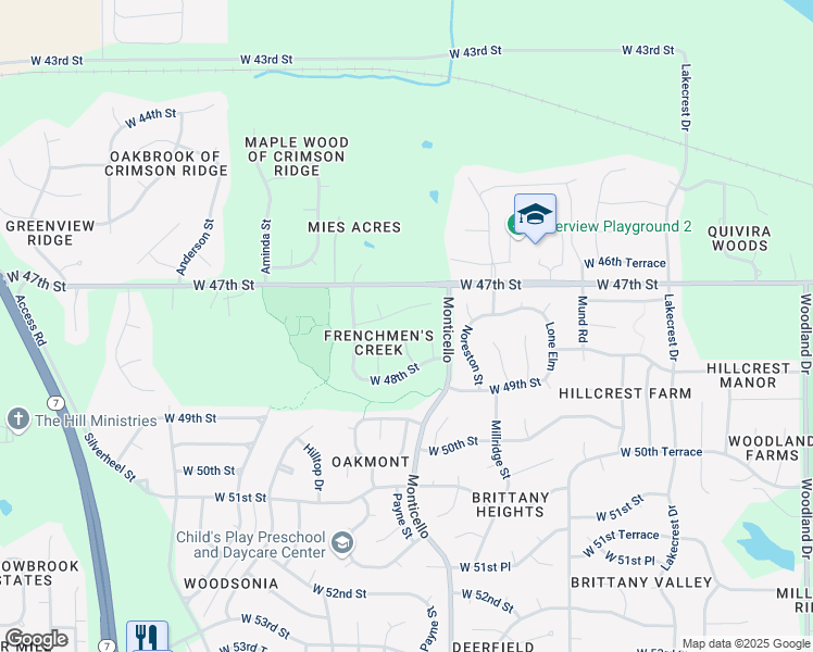 map of restaurants, bars, coffee shops, grocery stores, and more near 4734 Payne Street in Shawnee
