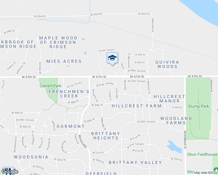 map of restaurants, bars, coffee shops, grocery stores, and more near 4739 Noble Street in Shawnee