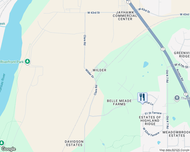 map of restaurants, bars, coffee shops, grocery stores, and more near 4770 Railroad Avenue in Shawnee