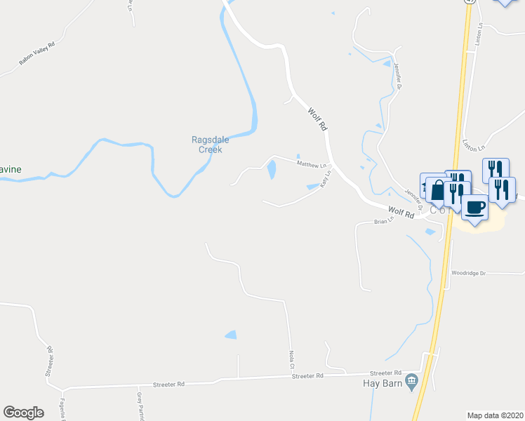 map of restaurants, bars, coffee shops, grocery stores, and more near 10663 Katy Lane in Grass Valley