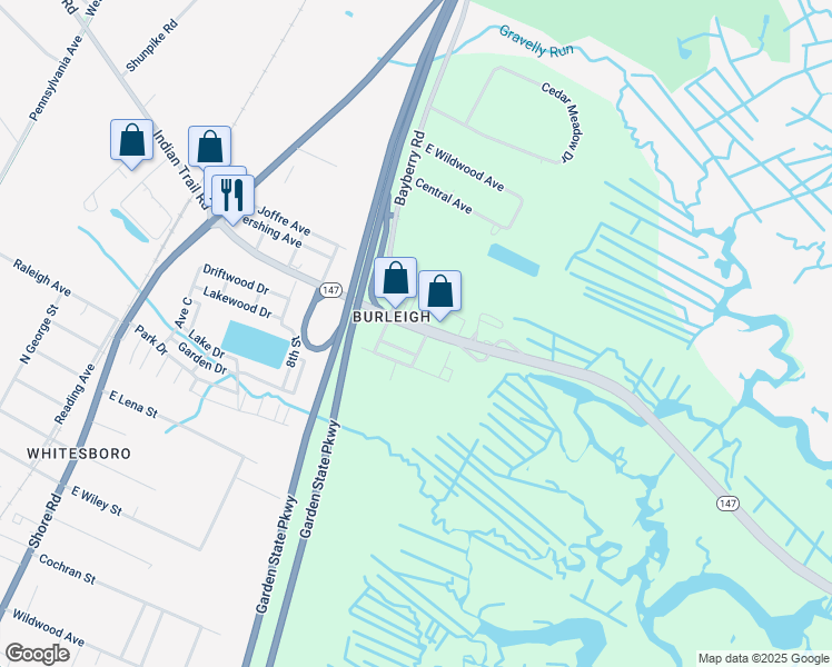 map of restaurants, bars, coffee shops, grocery stores, and more near 511 Blackburn Avenue in Cape May County
