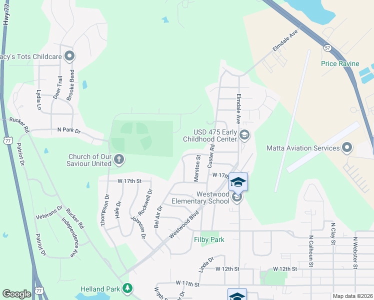 map of restaurants, bars, coffee shops, grocery stores, and more near 1417 West 18th Street in Junction City