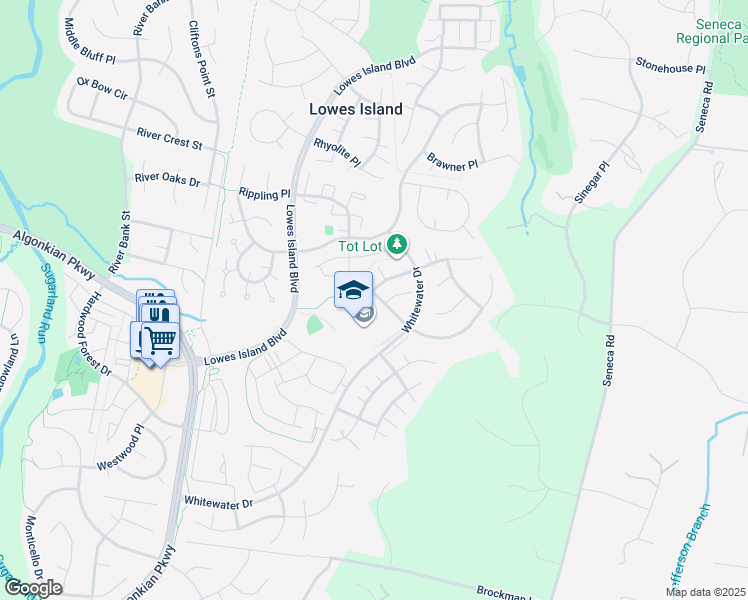 map of restaurants, bars, coffee shops, grocery stores, and more near 20689 Riptide Square in Sterling