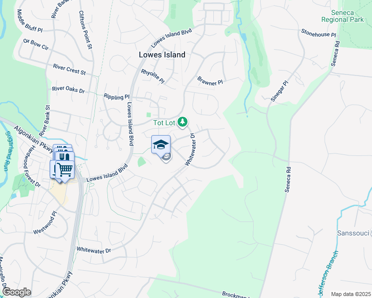 map of restaurants, bars, coffee shops, grocery stores, and more near 47717 Bowline Terrace in Sterling