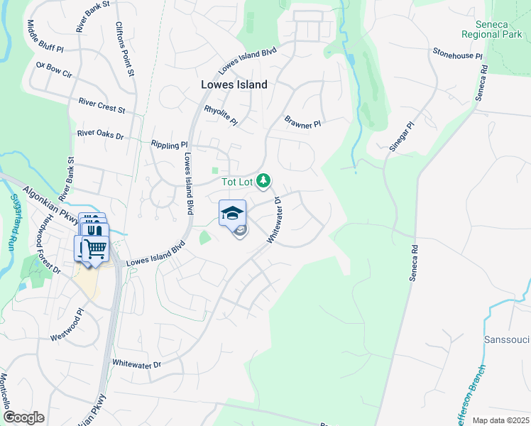 map of restaurants, bars, coffee shops, grocery stores, and more near 47716 Bowline Terrace in Sterling