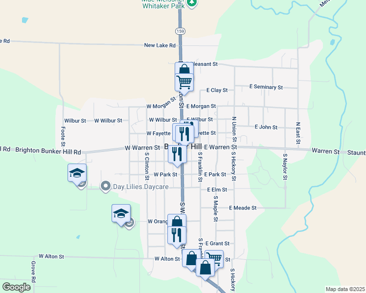 map of restaurants, bars, coffee shops, grocery stores, and more near in Bunker Hill