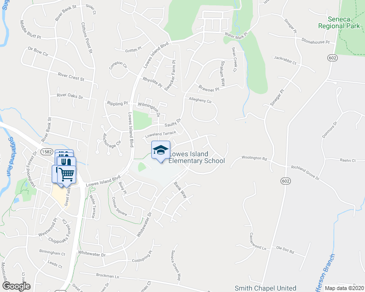 map of restaurants, bars, coffee shops, grocery stores, and more near 47689 Whirlpool Square in Sterling