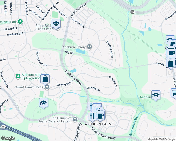 map of restaurants, bars, coffee shops, grocery stores, and more near 20721 Edgebrook Court in Ashburn