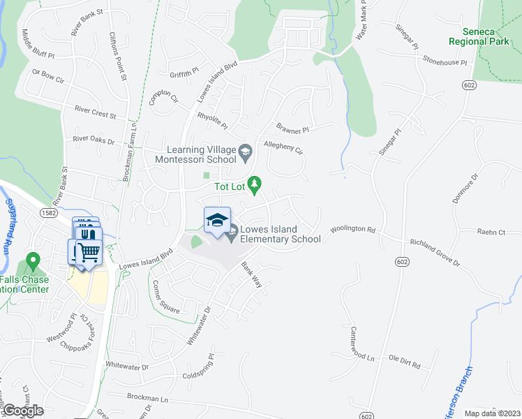 map of restaurants, bars, coffee shops, grocery stores, and more near 47697 Whirlpool Square in Sterling