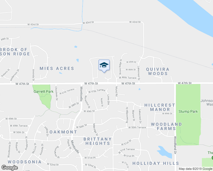 map of restaurants, bars, coffee shops, grocery stores, and more near 4702 Lone Elm Street in Shawnee