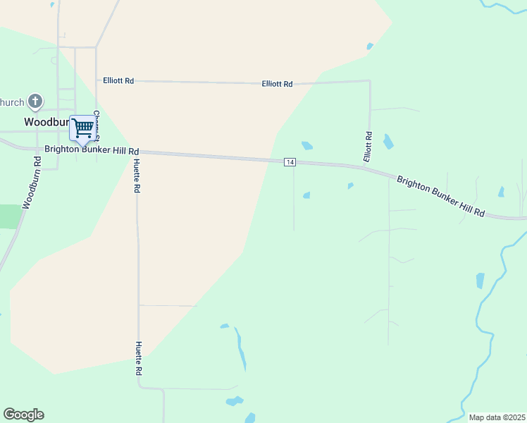 map of restaurants, bars, coffee shops, grocery stores, and more near 7895 Brighton Bunker Hill Road in Bunker Hill