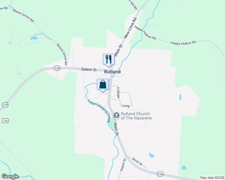 map of restaurants, bars, coffee shops, grocery stores, and more near 311 Main Street in Rutland
