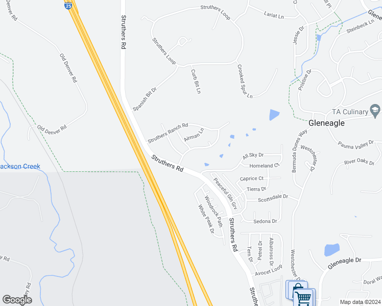 map of restaurants, bars, coffee shops, grocery stores, and more near 14575 Air Garden Lane in Colorado Springs