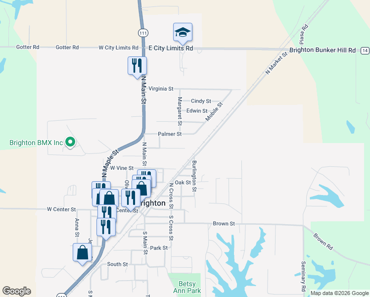 map of restaurants, bars, coffee shops, grocery stores, and more near 132 Moore Street in Brighton
