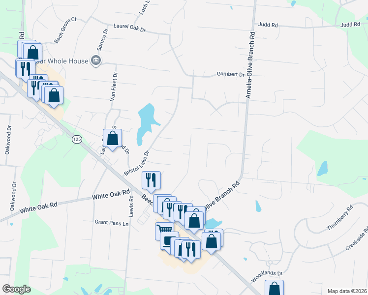 map of restaurants, bars, coffee shops, grocery stores, and more near 1334 Statewood Court in Amelia