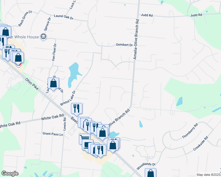 map of restaurants, bars, coffee shops, grocery stores, and more near 3753 Waterstone in Amelia