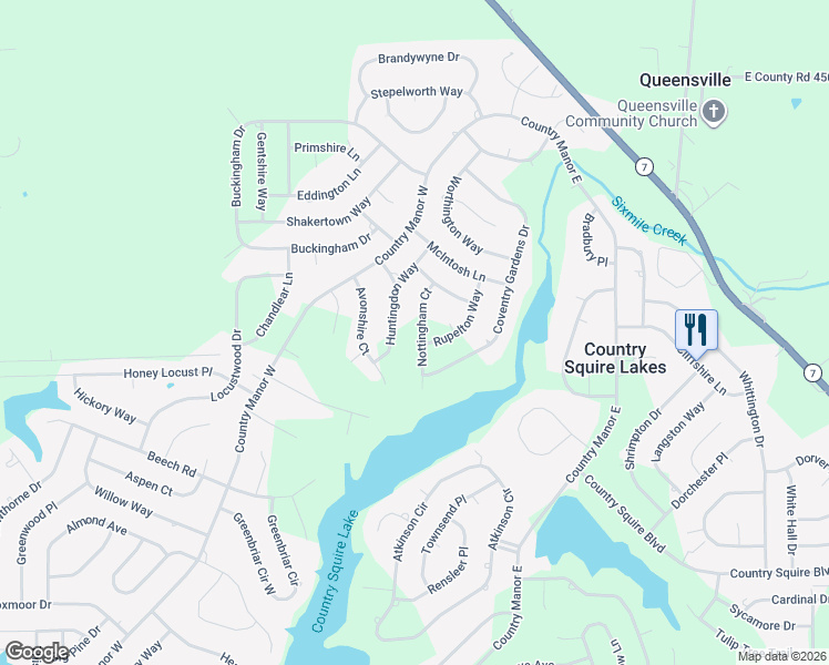 map of restaurants, bars, coffee shops, grocery stores, and more near 2686 Nottingham Court in North Vernon