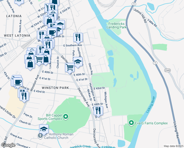 map of restaurants, bars, coffee shops, grocery stores, and more near 3975 Glenn Avenue in Covington